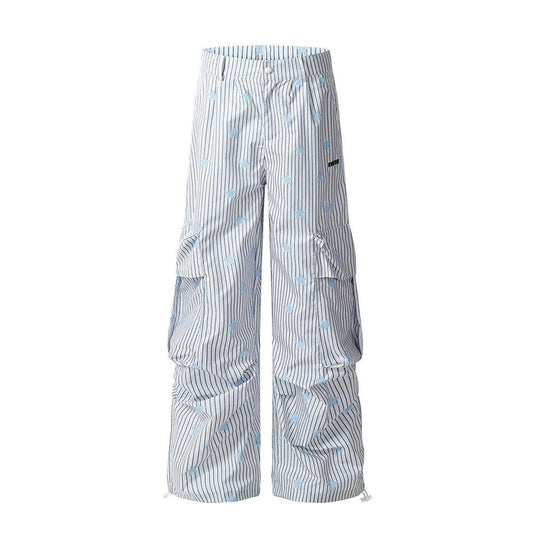 Loose Wide Leg Vertical Striped Workwear Casual Pants by eprolo