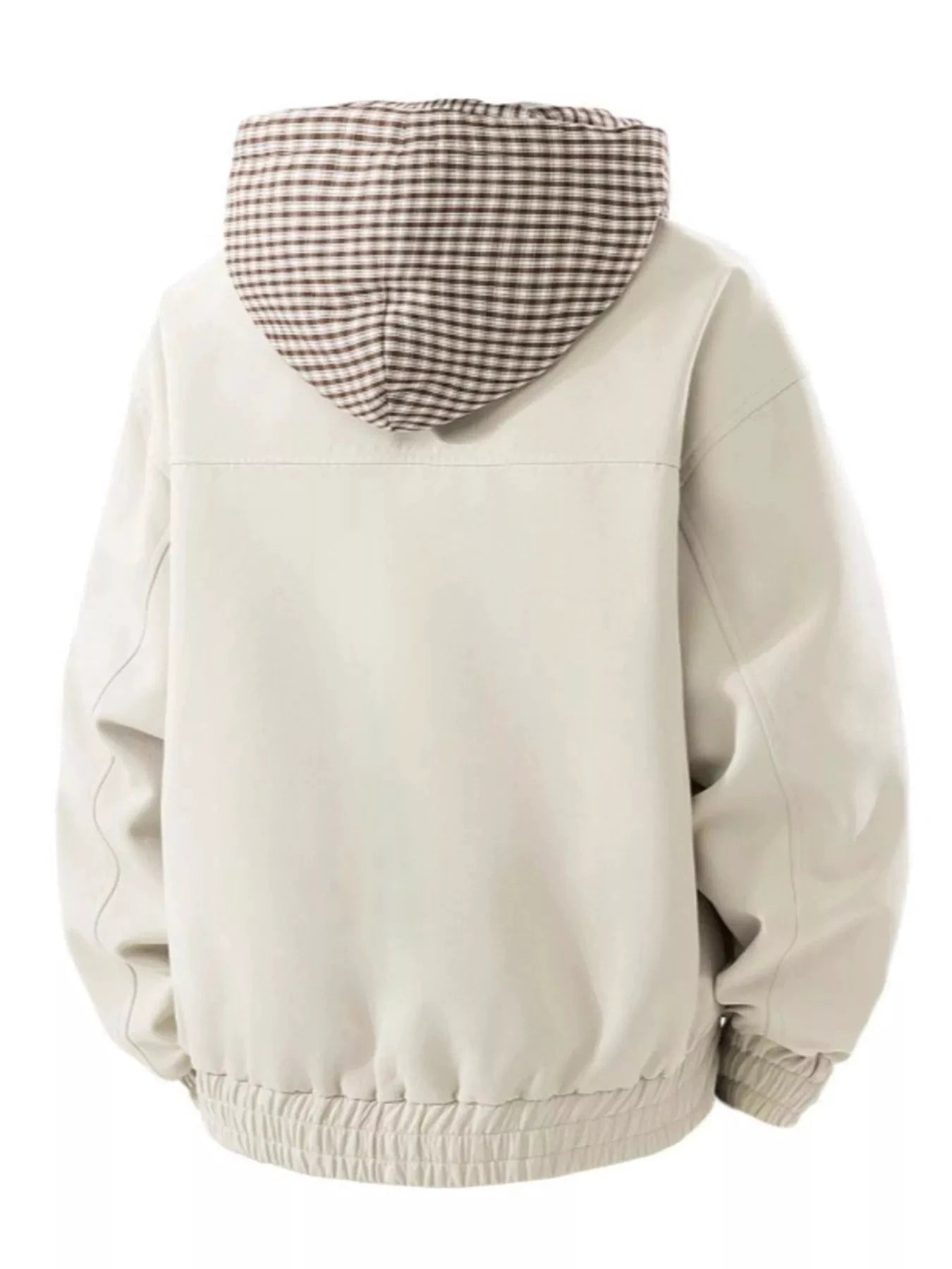 Men's Plus Size Casual Plaid Hooded Windbreaker Jacket by Trendsi