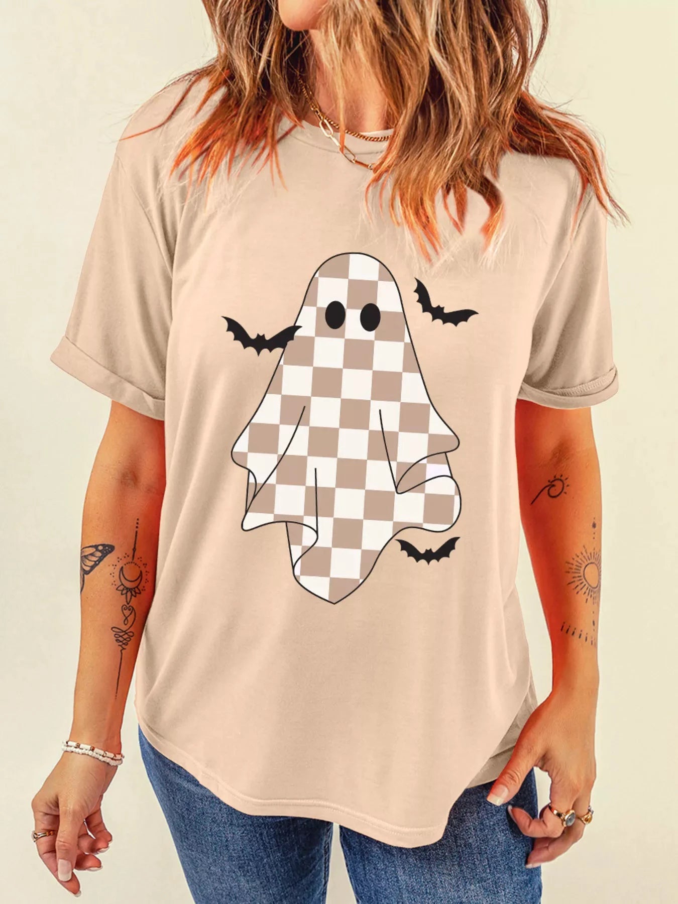 Ghost Bat Halloween Holiday Graphic Tee by Trendsi