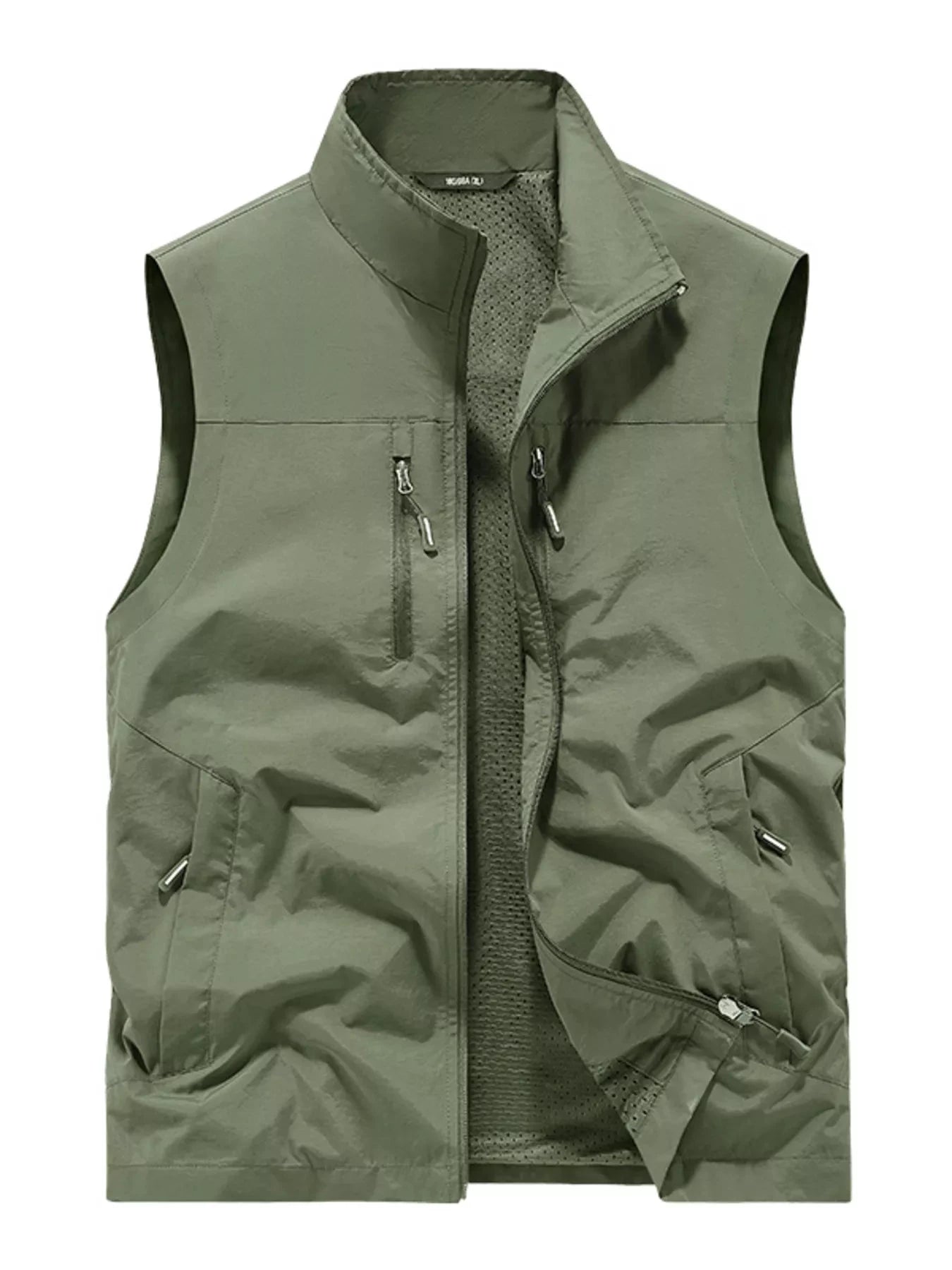 Men's Plus Size Lightweight Outdoor Zip Up Vest by Trendsi