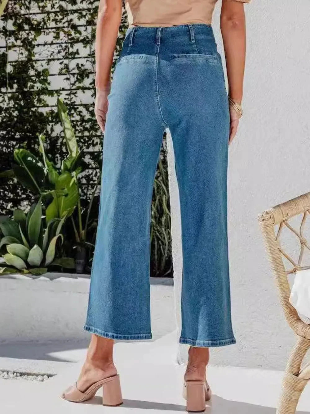 Button Fly Cropped Jeans with Pockets by Trendsi