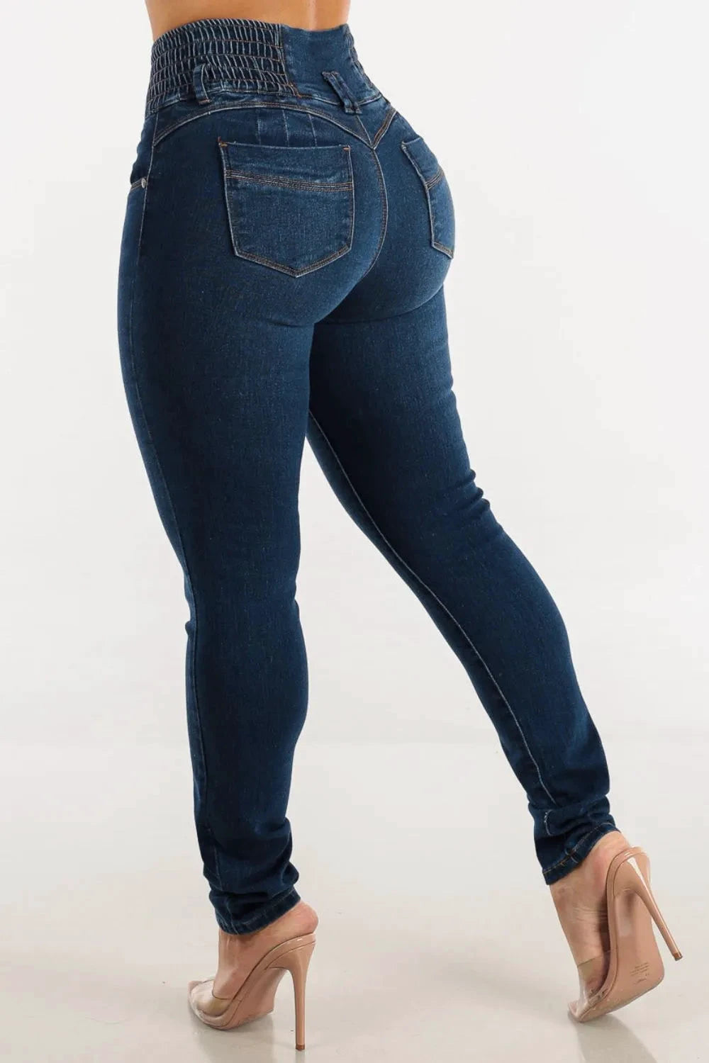High Waist Buttoned Skinny Hip Lifting Jeans by Trendsi