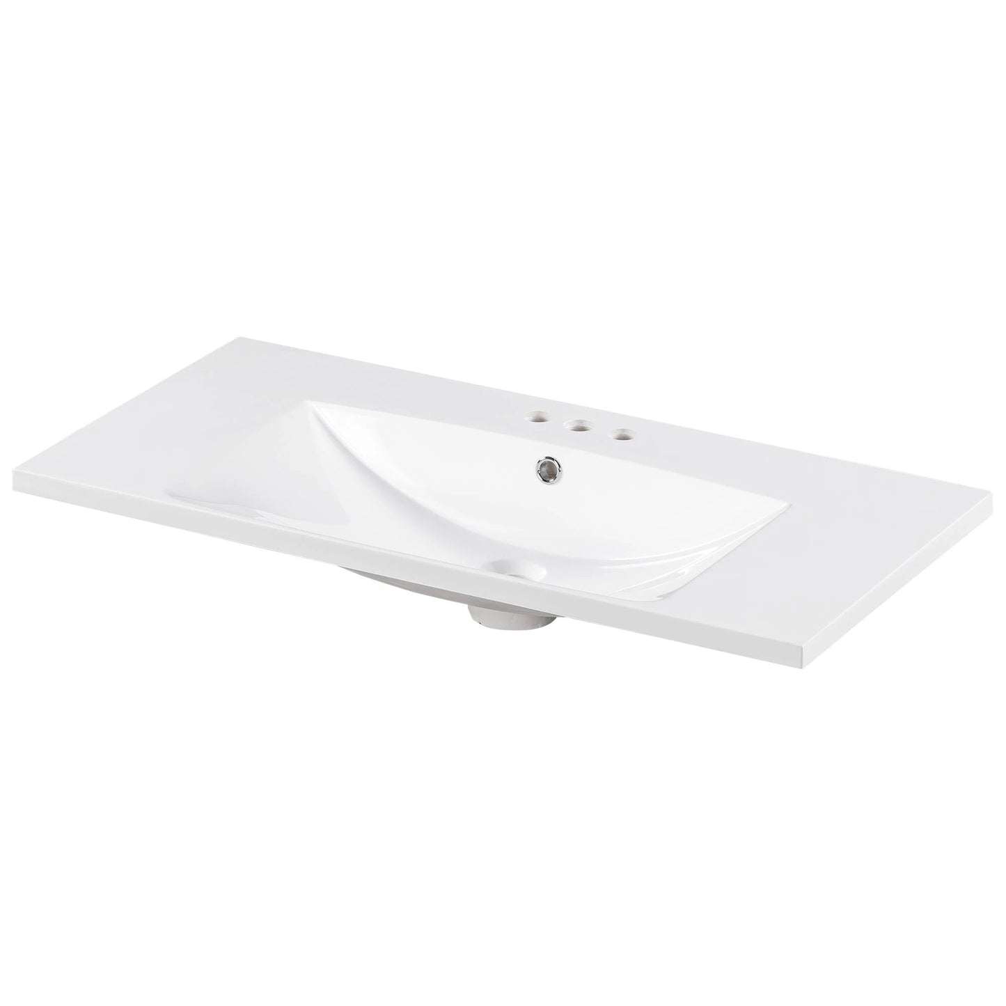 36" Single Bathroom Basin Sink, Vanity Top Only, 3-Faucet Holes, Resin by eprolo