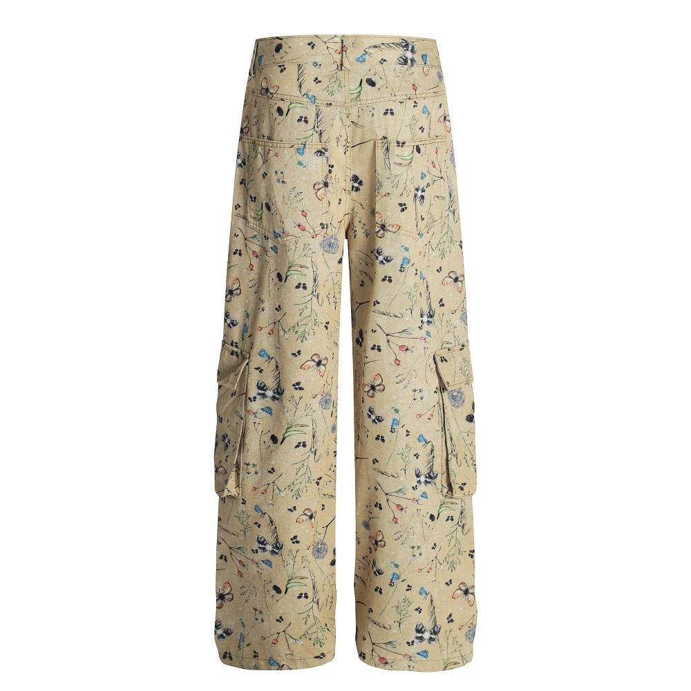 Digital Full Print Plant and Animal Workwear Pants by eprolo