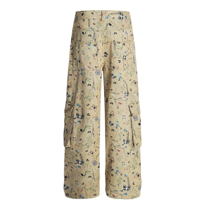 Digital Full Print Plant and Animal Workwear Pants by eprolo