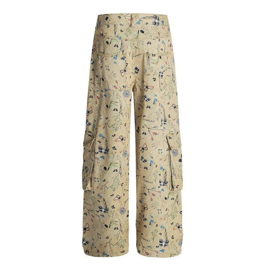 Digital Full Print Plant and Animal Workwear Pants by eprolo