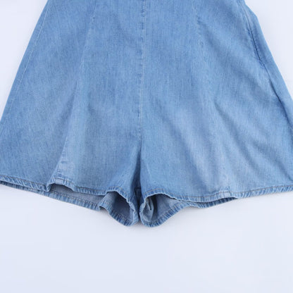 Combinaison courte en jean pour femme