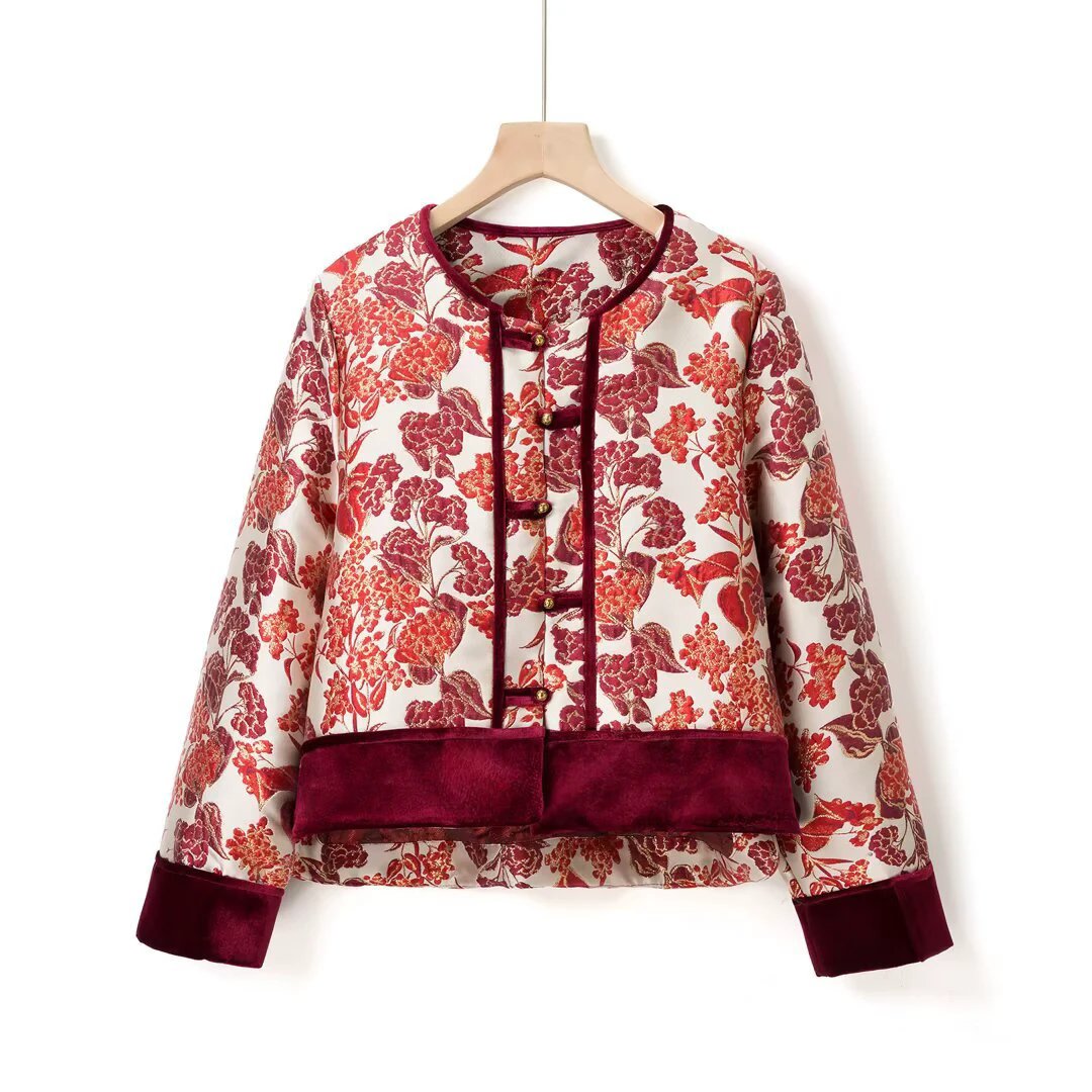 Millennium Woven Brocade Cotton Jacket With Floral Patterns by eprolo