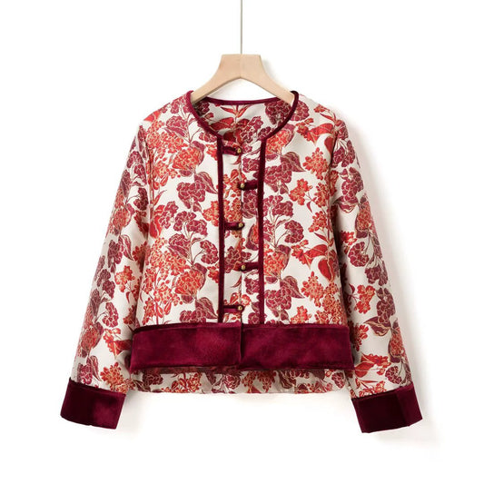 Millennium Woven Brocade Cotton Jacket With Floral Patterns by eprolo