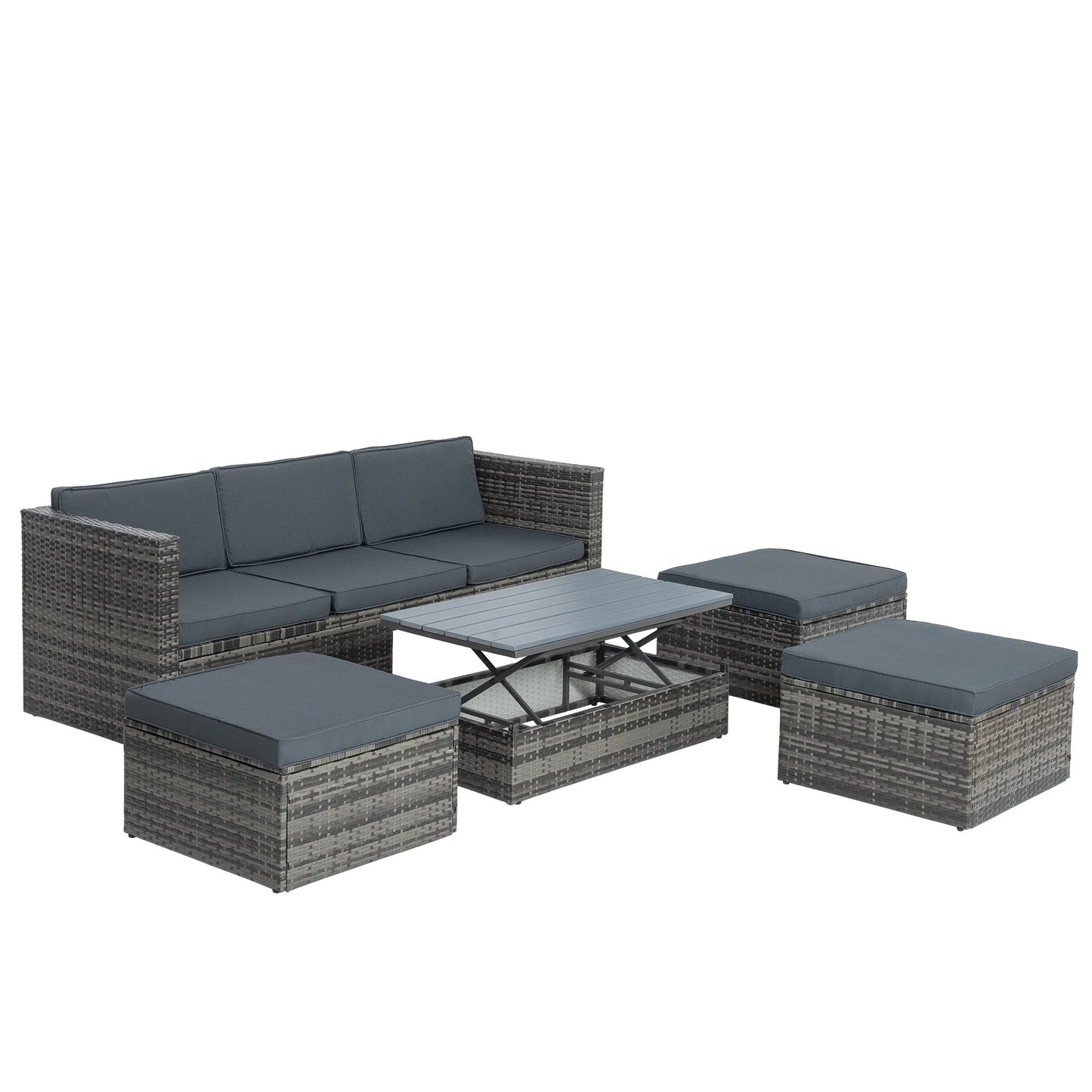Patio Furniture, Outdoor Furniture, Seasonal PE Wicker Furniture,5 Set Wicker Furniture With Plywood Coffee Table by eprolo