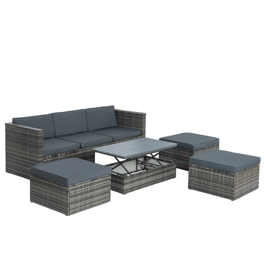 Patio Furniture, Outdoor Furniture, Seasonal PE Wicker Furniture,5 Set Wicker Furniture With Plywood Coffee Table by eprolo