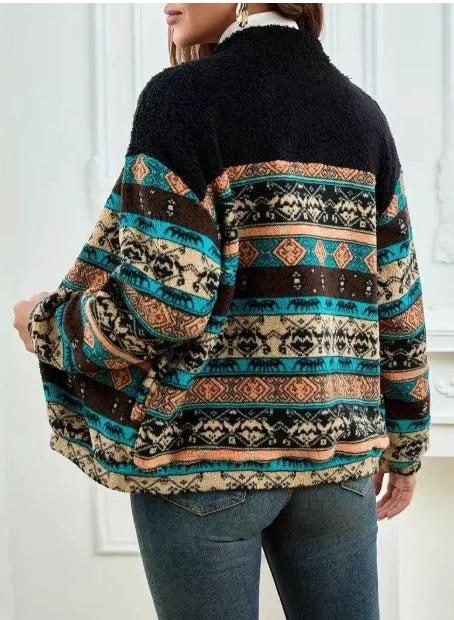 Double-sided Plush Stand-up Collar Zip-up Cardigan For Fall And Winter by AdTec