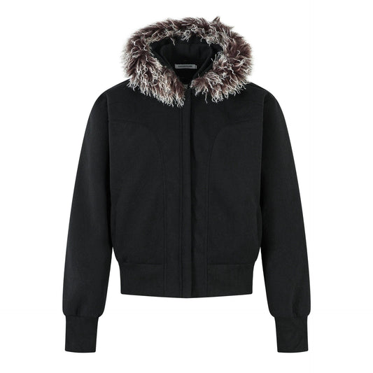 Retro Design Fur Collar Jacket With Cotton Clip by eprolo