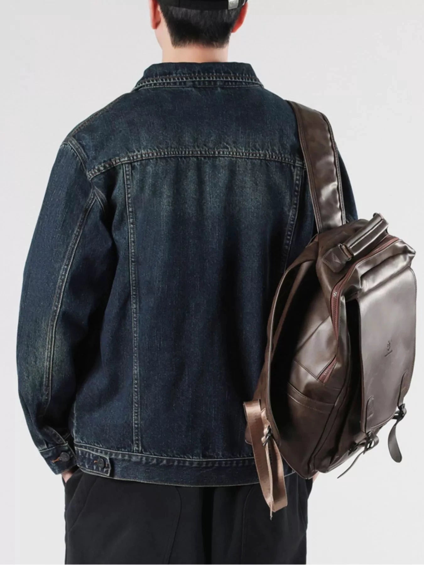 Men's Plus Size Button Up Wash Denim Jacket by Trendsi