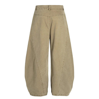 Washing Workwear Curved Knife Wide Leg Pants by eprolo