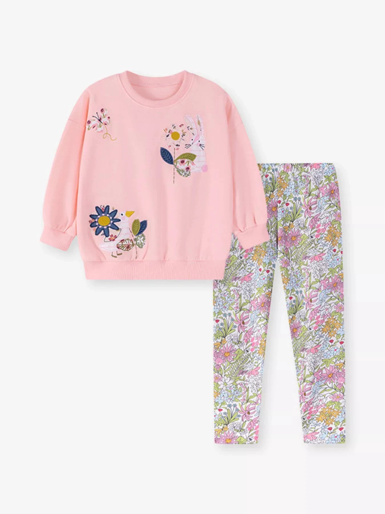 Children's Floral Sweatshirt & Leggings Set by Trendsi