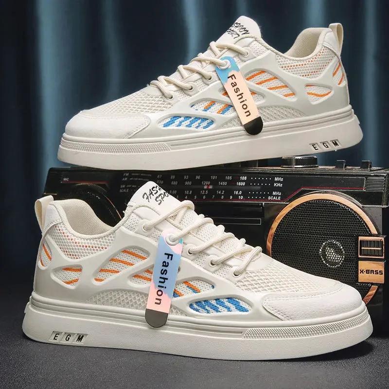 Breathable mesh shoes men's small white shoes thick soled sports and leisure board shoes by eprolo