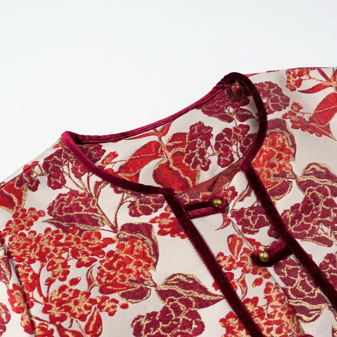 Millennium Woven Brocade Cotton Jacket With Floral Patterns by eprolo