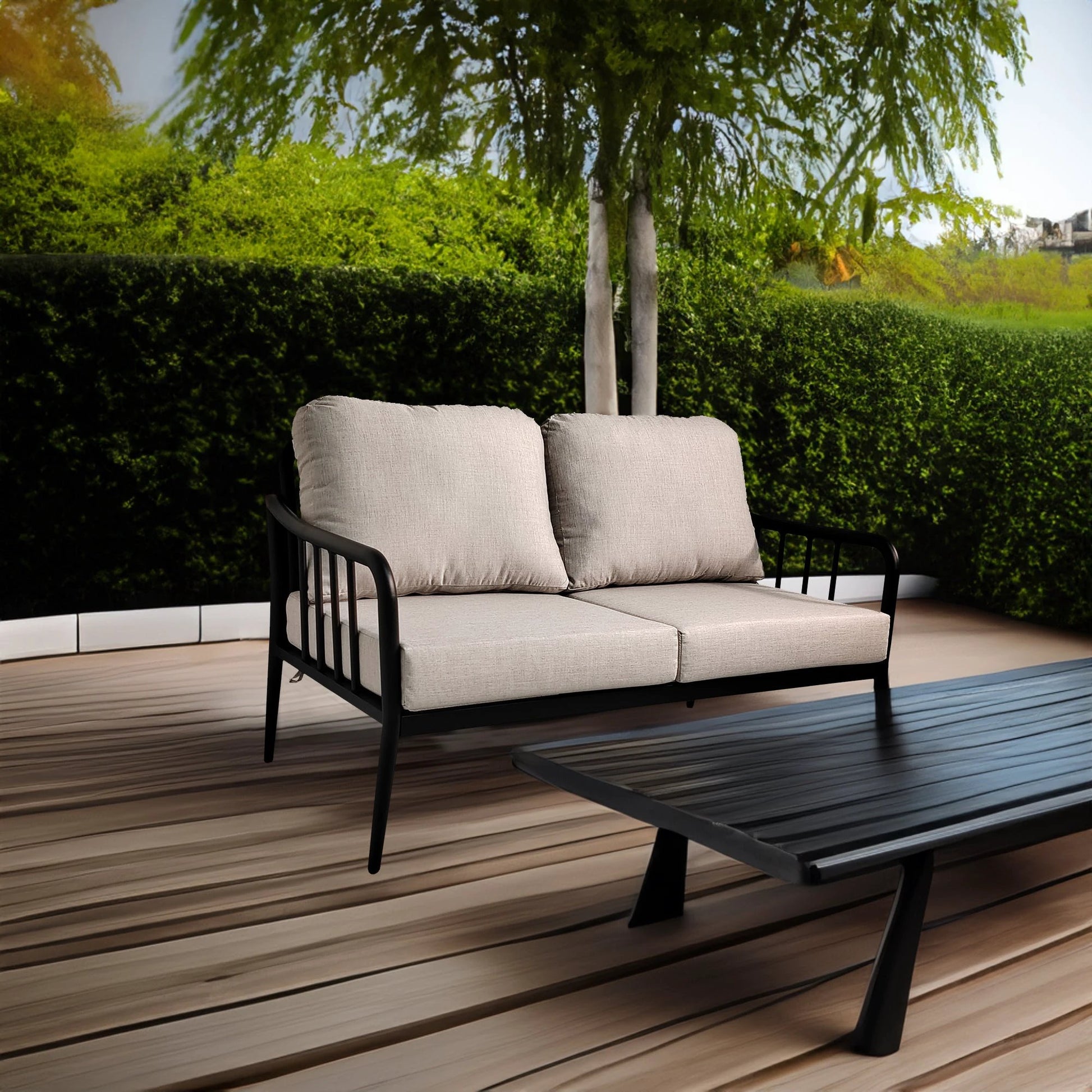 2PC Outdoor Aluminum Patio Furniture Modern Loveseat Sofa Conversation/Chat Set by eprolo