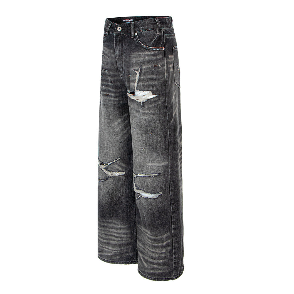Distressed Ripped Washed Vintage Combat Denim Pants