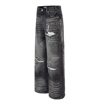 Distressed Ripped Washed Vintage Combat Denim Pants