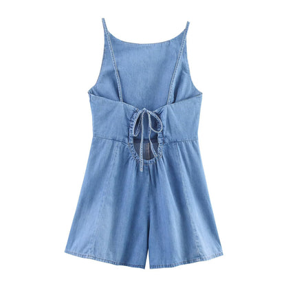 Combinaison courte en jean pour femme