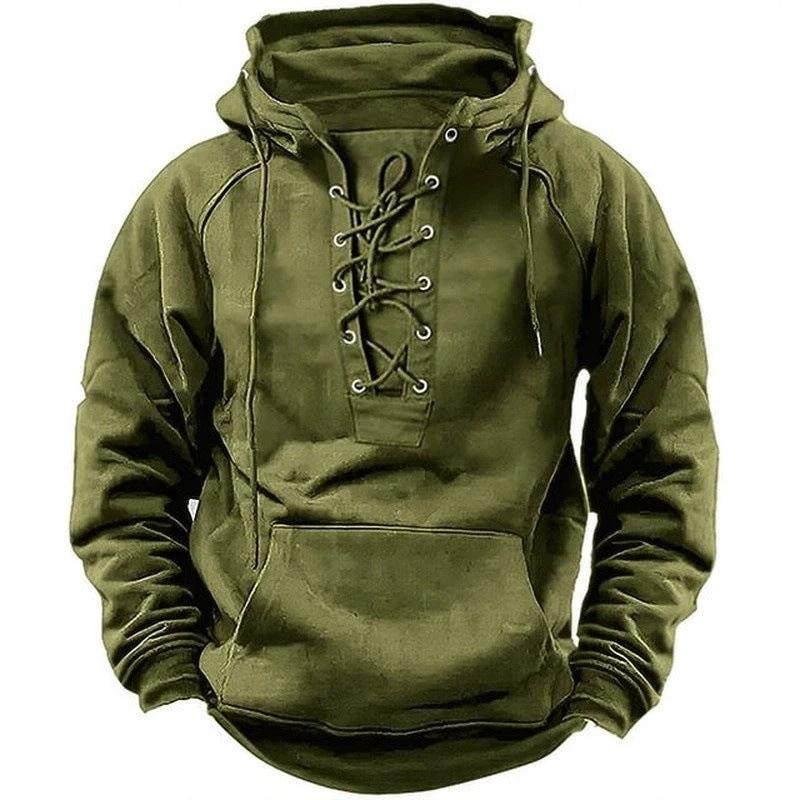 Ins Lace-up Hoodie Casual Sports Pocket Sweatshirt Men's Long-sleeved Top Clothing by Jeansdenim.store