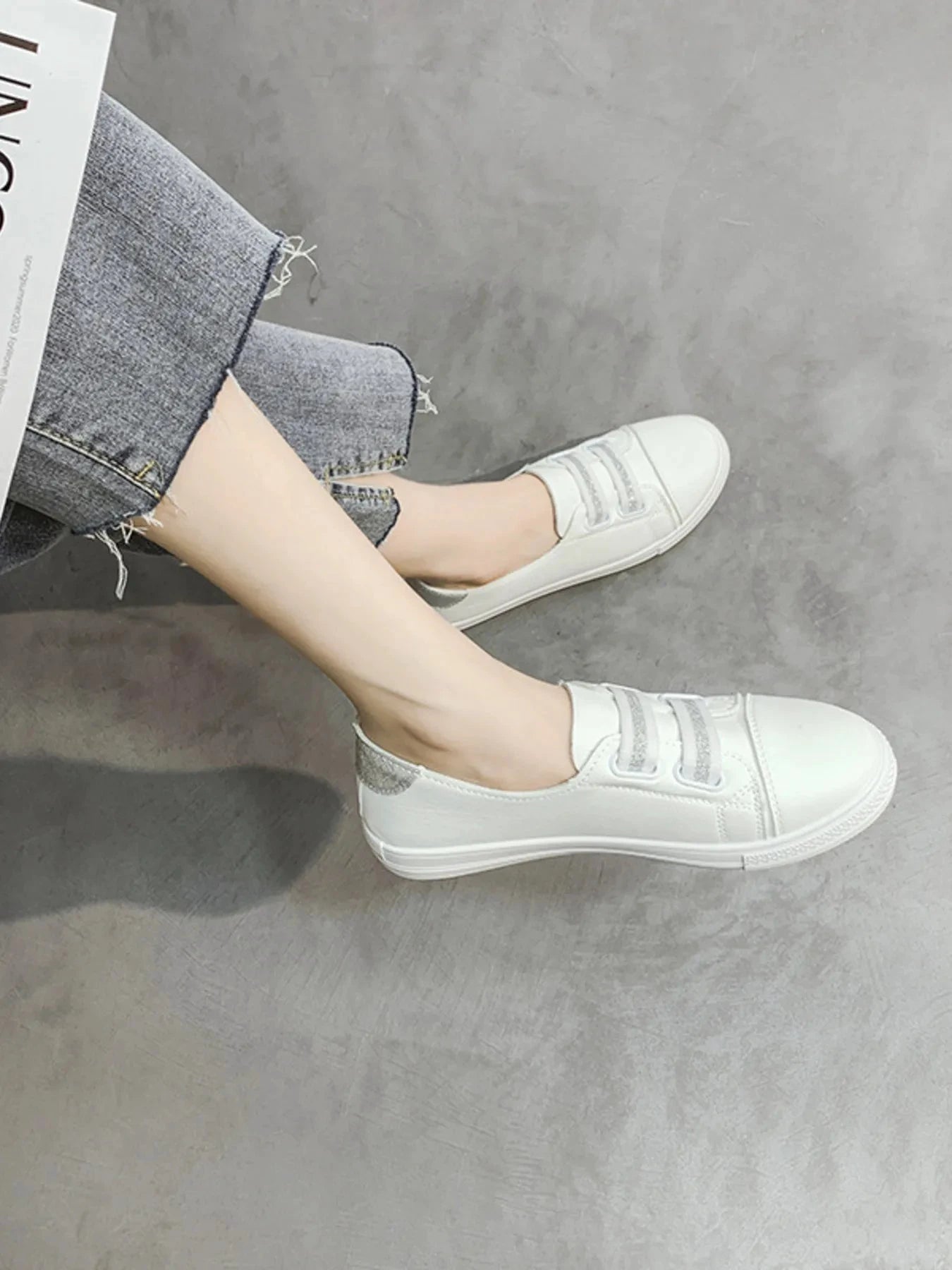 Round Toe Flat Sneakers by Trendsi