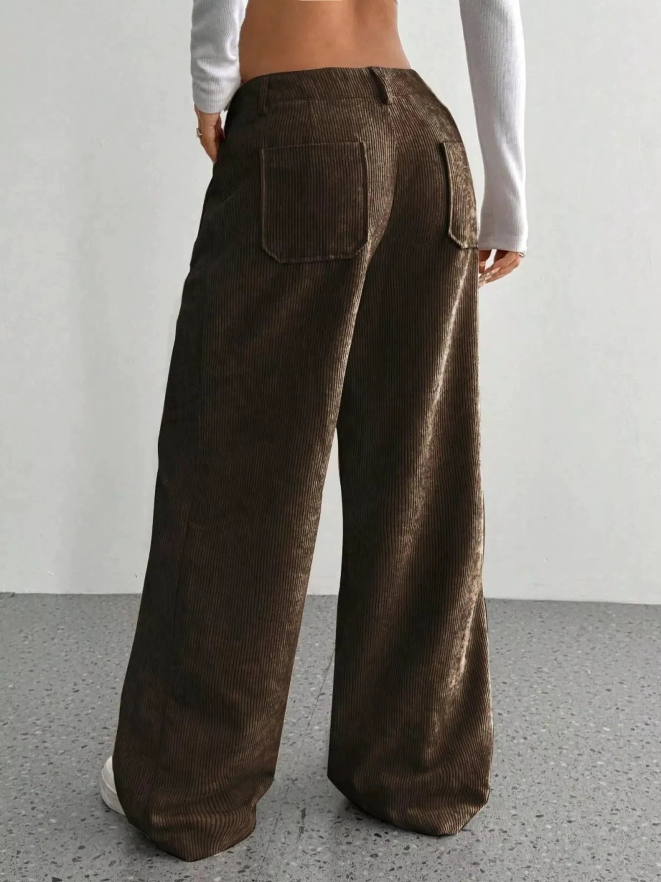 Corduroy Wide Leg Pants by Trendsi