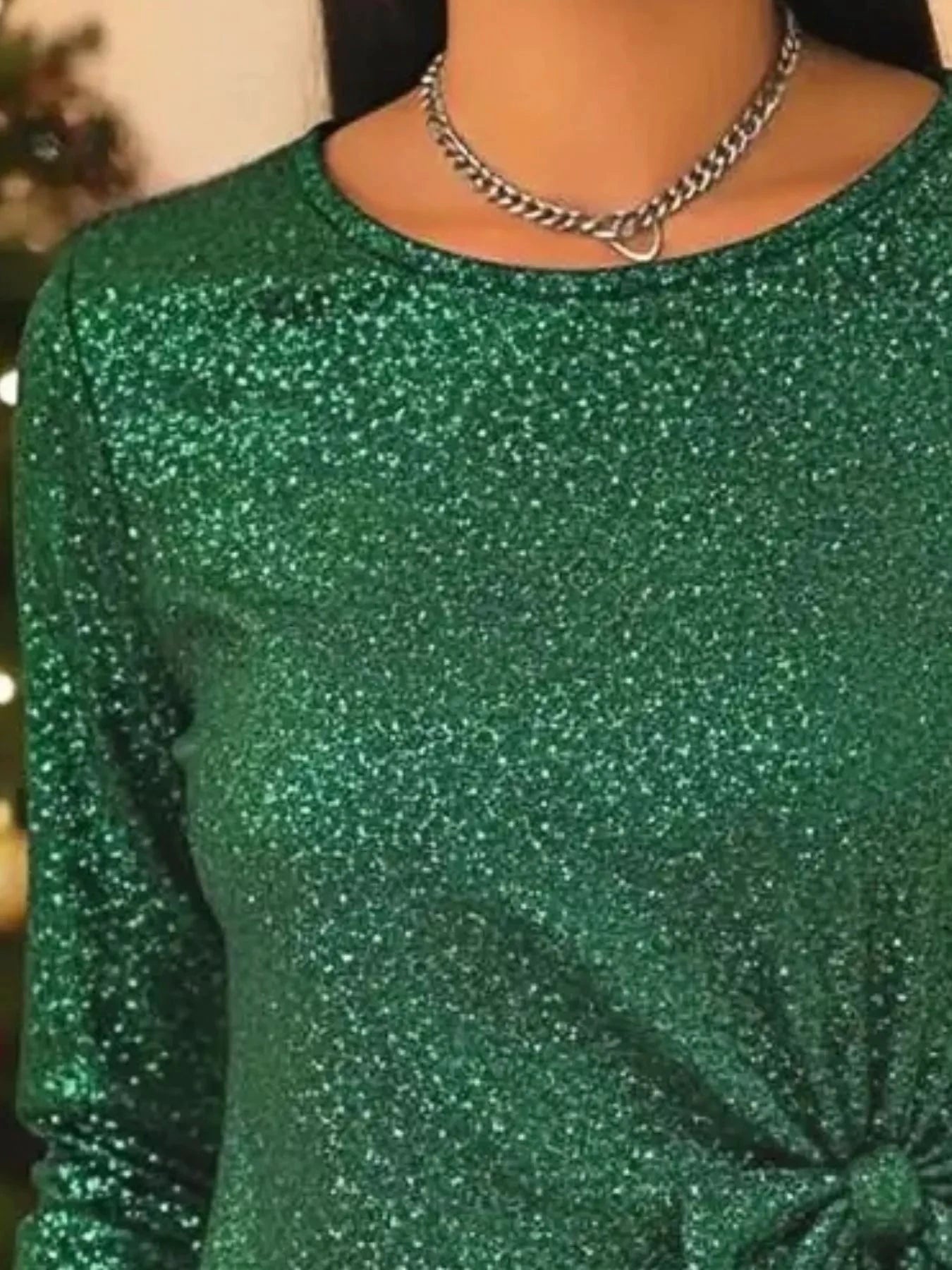 Full Size Sequin Bow-Knot Long Sleeve Top Plus Size by Trendsi