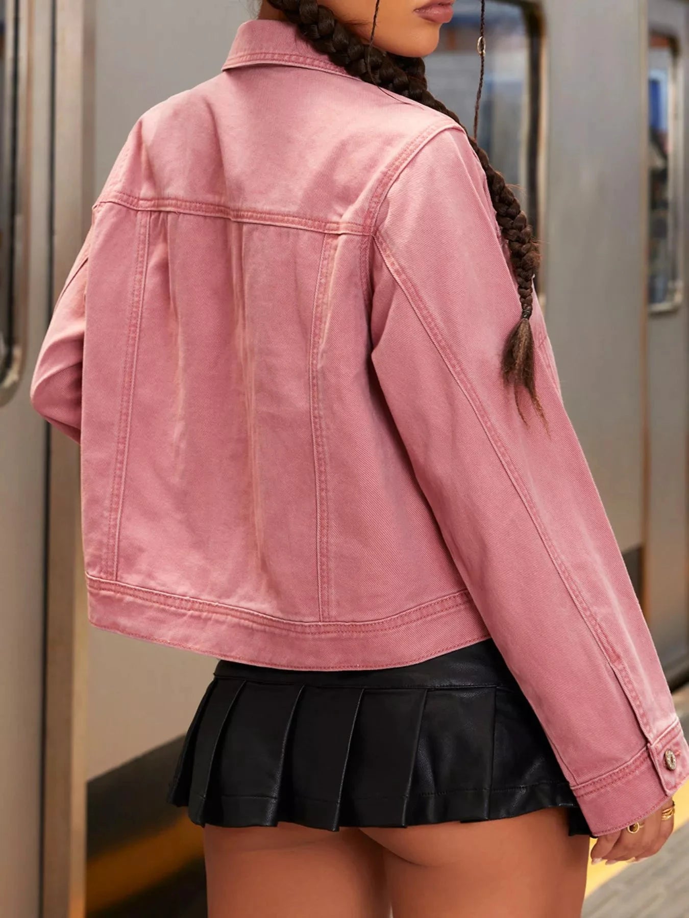 Button-Up Denim Jacket by Trendsi