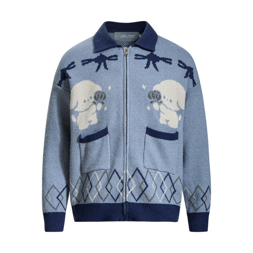 Cartoon Jacquard Loose Collar Knitted Shirt by eprolo