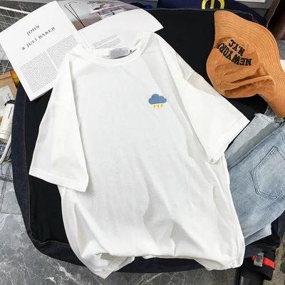 Vintage-inspired Loose Cartoon Embroidered Girl's Short Sleeve T-Shirt Women Fashion Casual Oversized Top by eprolo