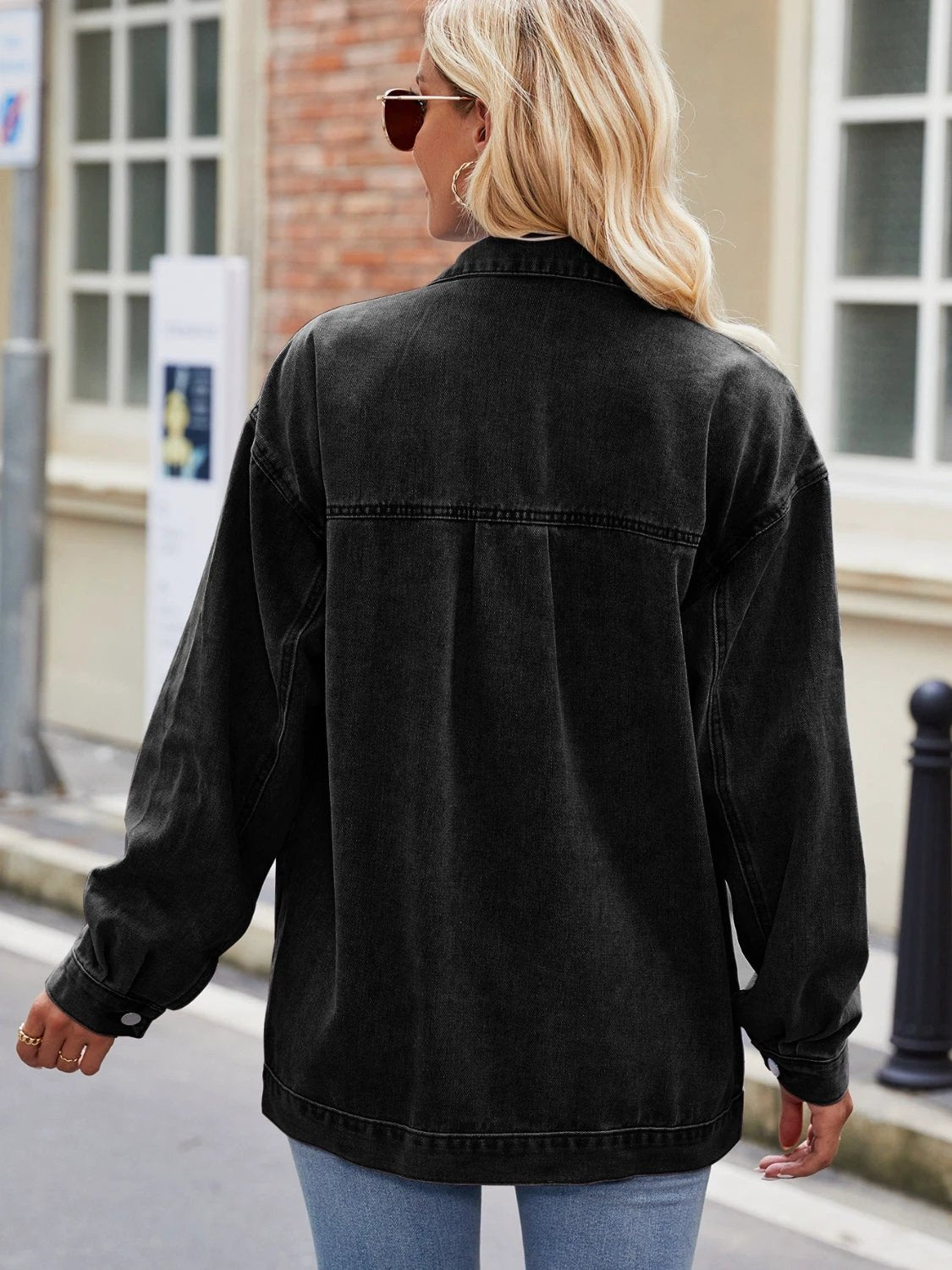 Button Up Denim Jacket with Pockets by Trendsi