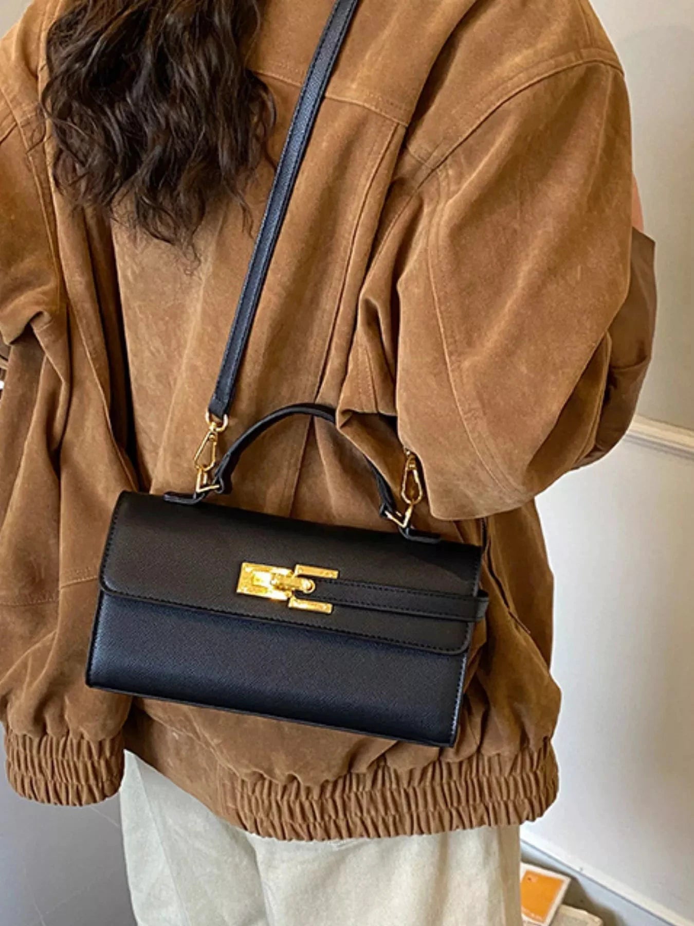 Golden Clasp Crossbody Bag by Trendsi