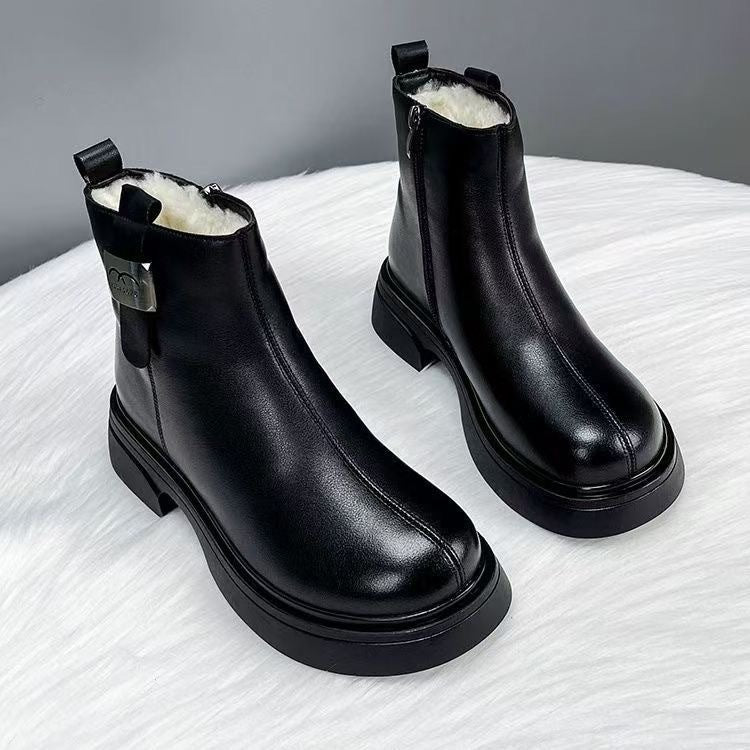 Winter Soft Leather Soft Sole Snow Boots For Women
