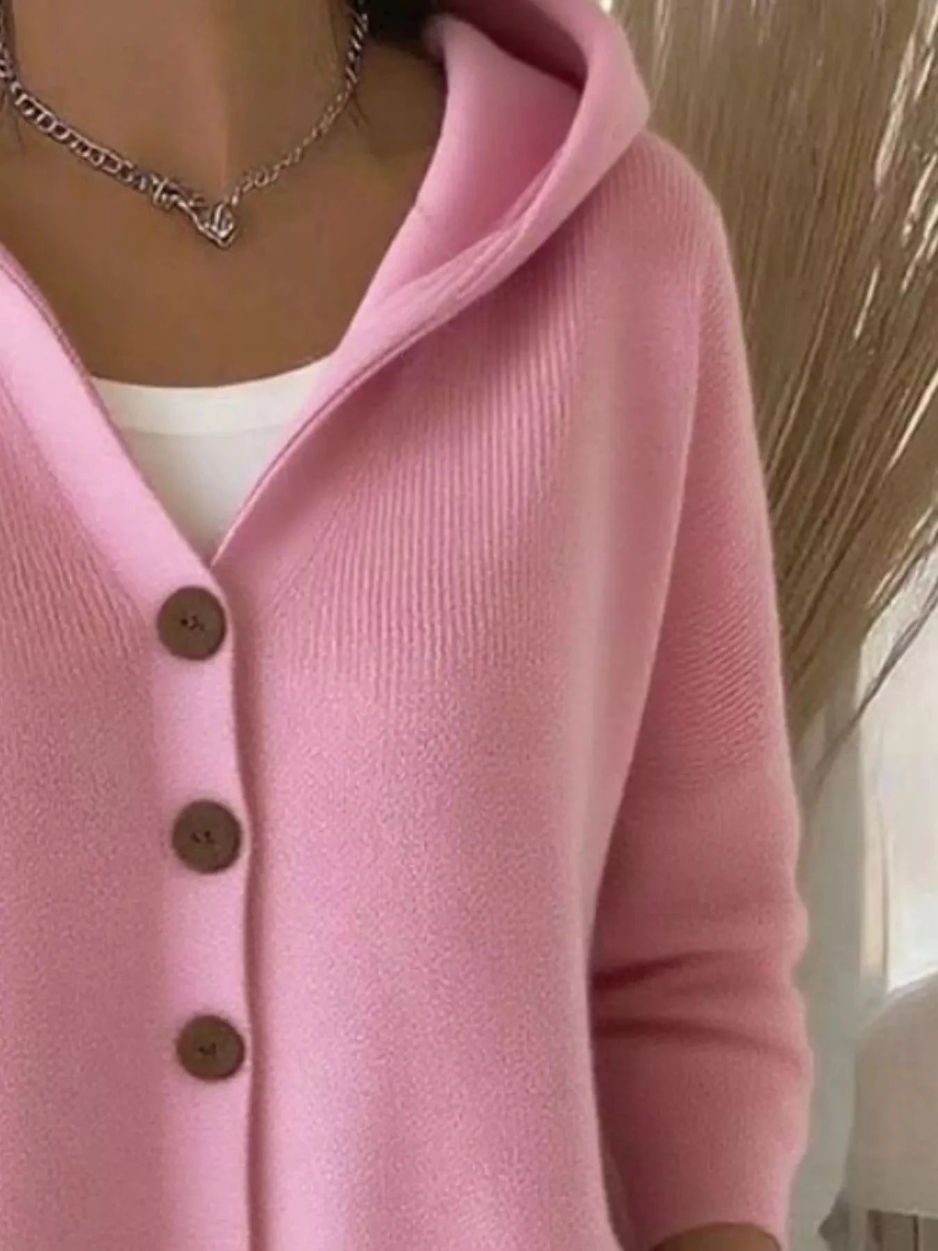 Full Size Hooded Button-Down Knit Cardigan Plus Size by Trendsi