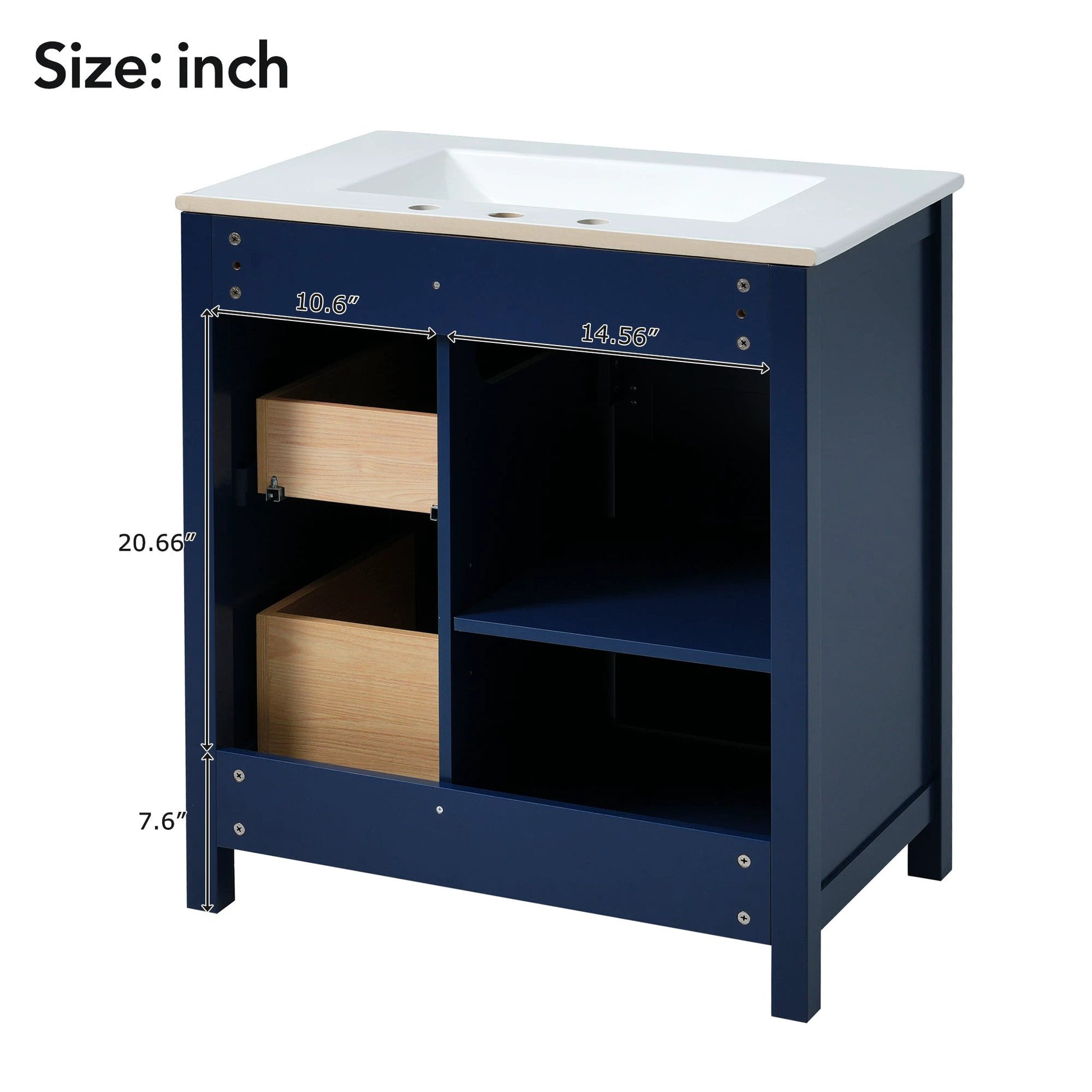 30-Inch Blue Bathroom Vanity with Ceramic Sink and Ample Storage - Ideal Choice for Small Bathrooms by eprolo