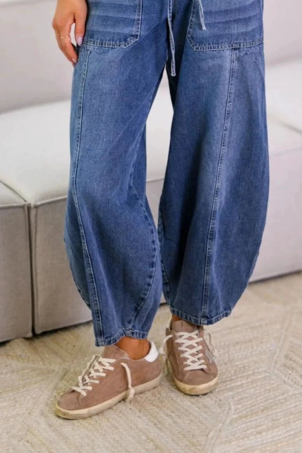 Drawstring Jeans with Pockets by Trendsi