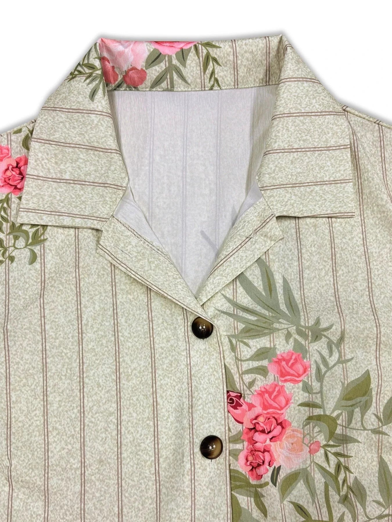 Plus Size Floral Striped Button-Down Midi Shirt Dress by Trendsi