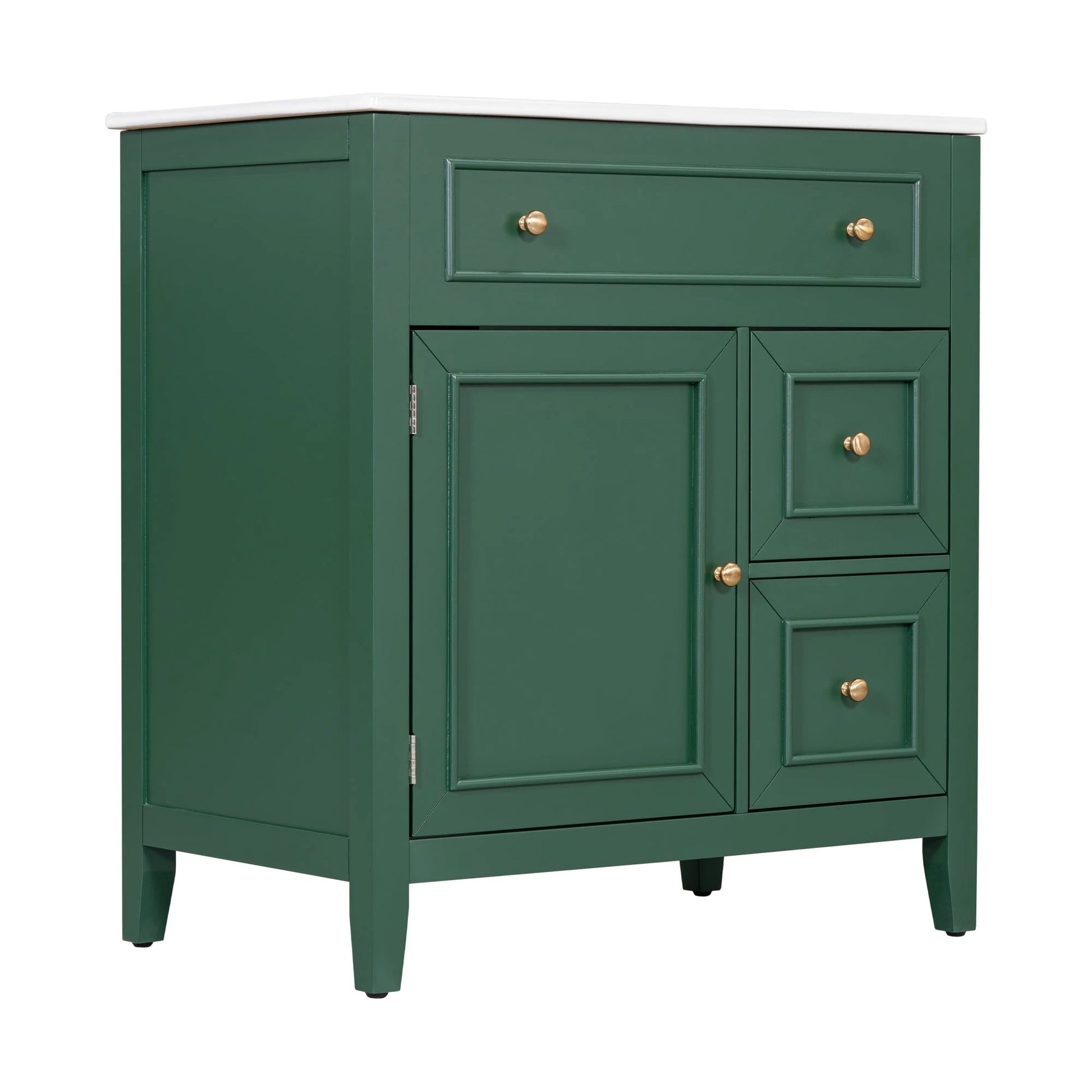 30" Bathroom Vanity with Sink Top, Bathroom Vanity Cabinet with Door and Two Drawers, Solid Wood Frame, One Package, Green by eprolo