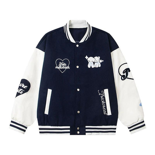 Velvet Baseball Jacket Loose Sweet Cool Couple Open Front Jacket by eprolo