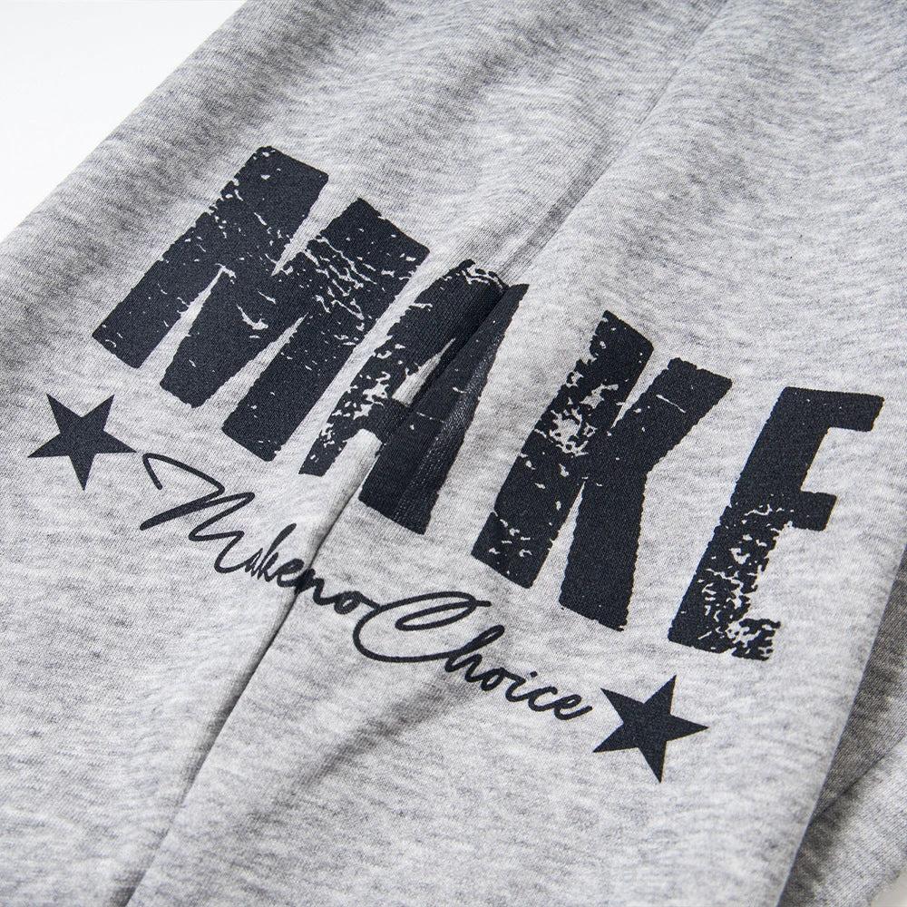 Letter Printed Curved Knife Casual Pants by eprolo