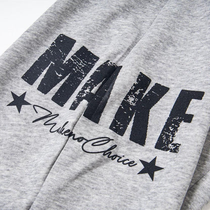 Letter Printed Curved Knife Casual Pants by eprolo