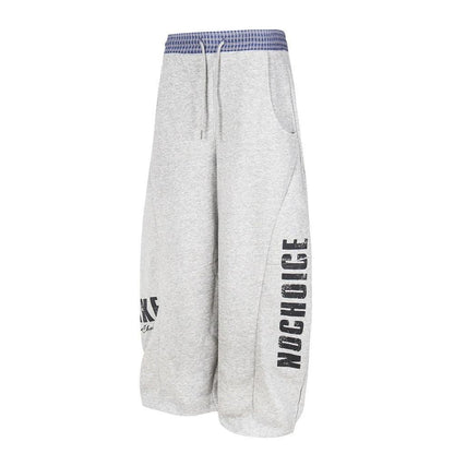 Letter Printed Curved Knife Casual Pants by eprolo