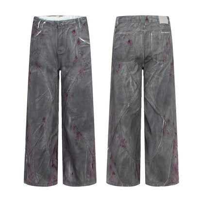 Distressed Dyed Denim Jeans, Trendy Brand