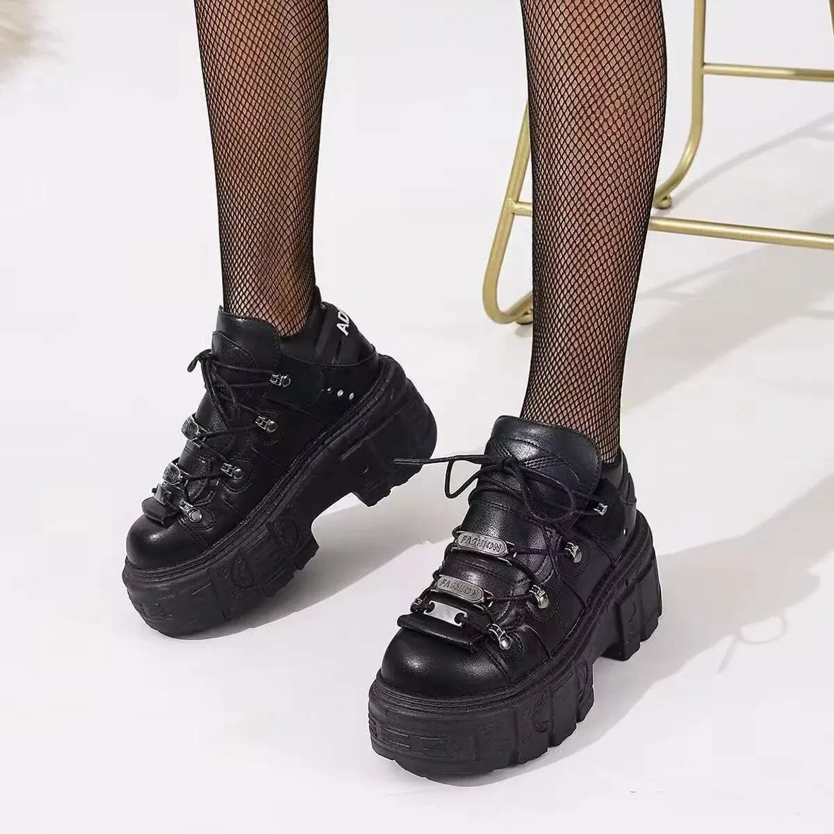 Lace Up Platform Sneakers by Trendsi