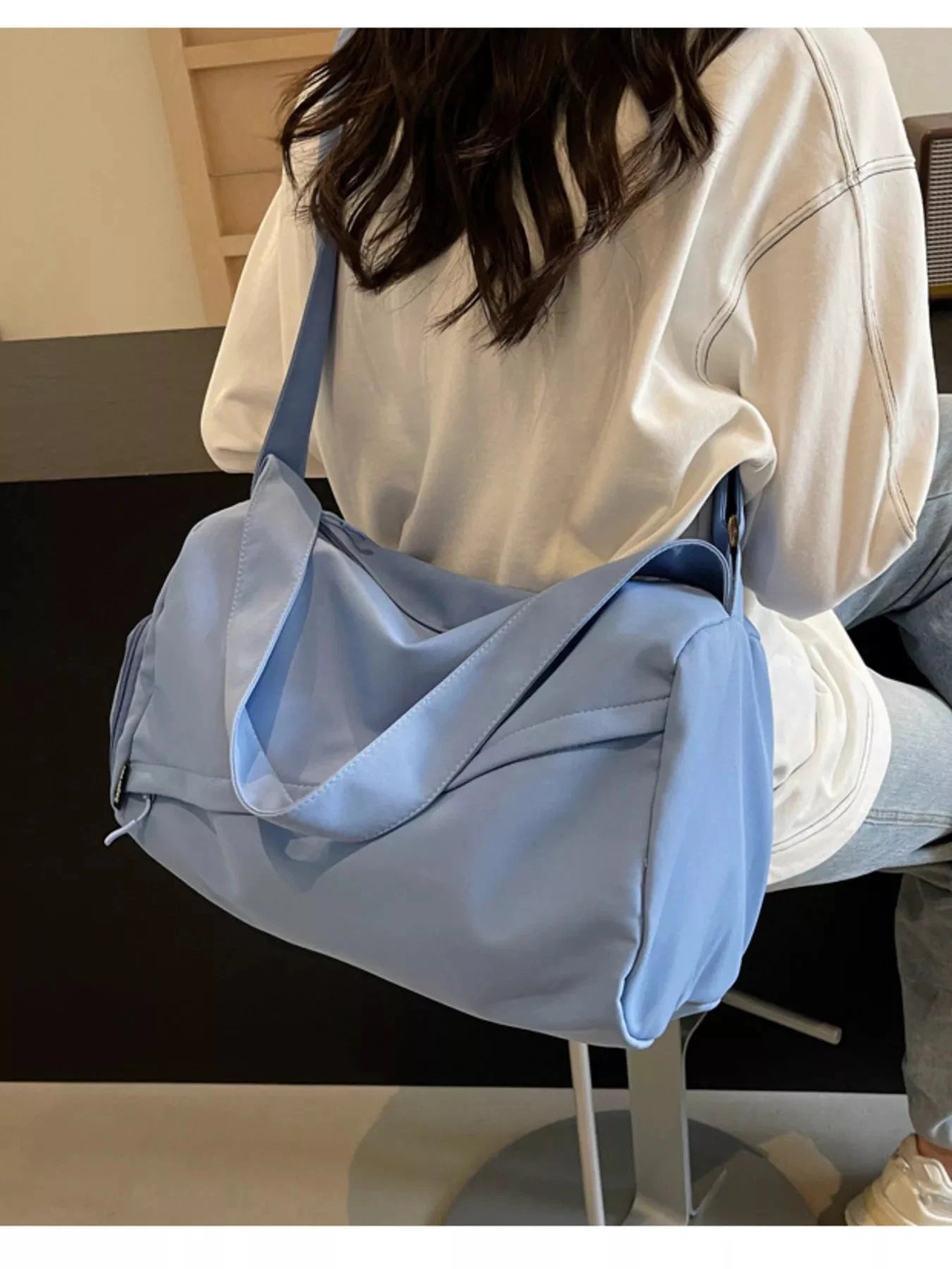 Adjustable Strap Solid Color Travel Bag by Trendsi