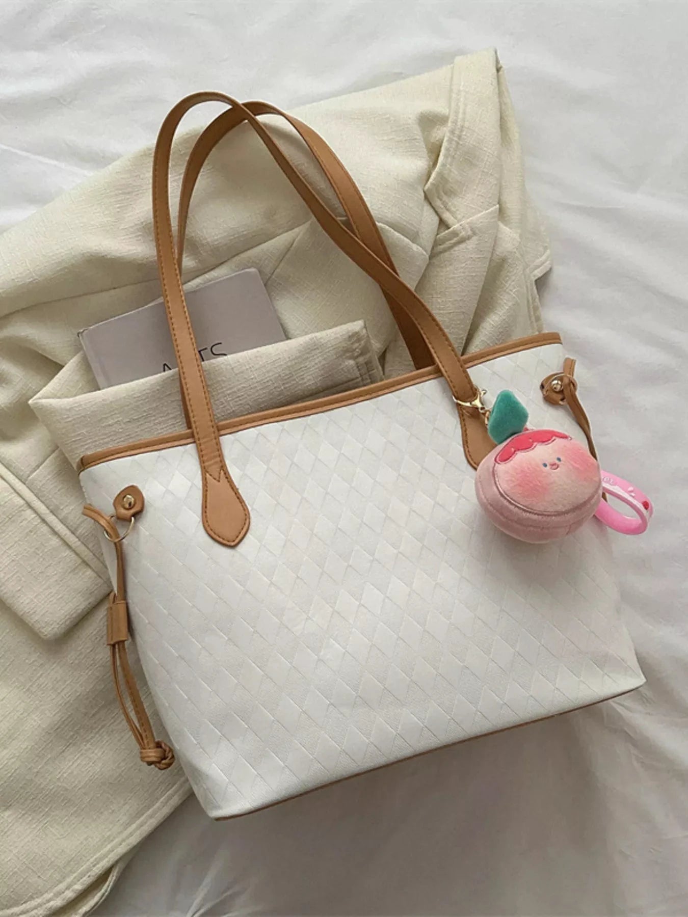 Woven Pattern Tote Bag by Trendsi