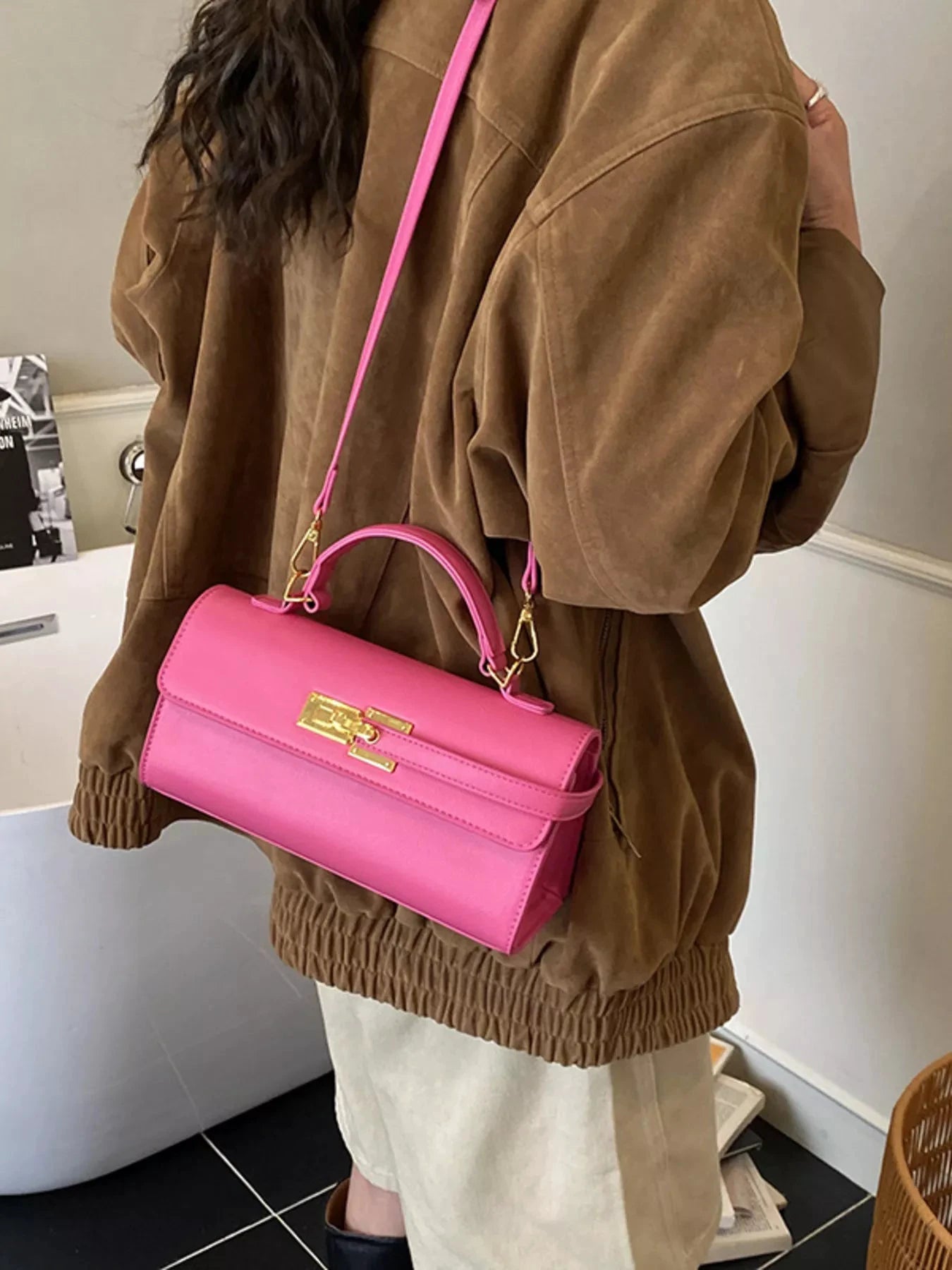 Golden Clasp Crossbody Bag by Trendsi